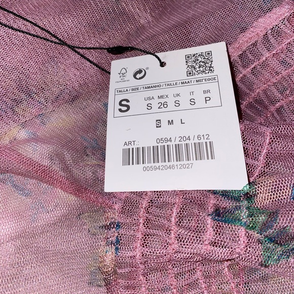 Zara printed floral sheer romantic love sleeve top - Picture 11 of 16